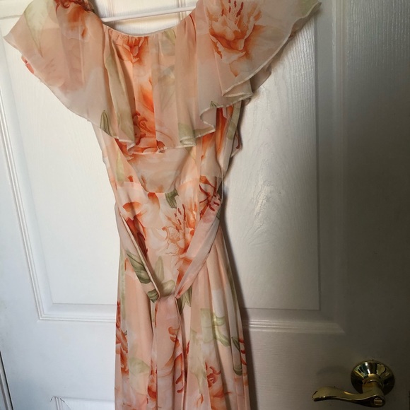 PETAL ROZ Blush Pink Off-the-Shoulder Flower Print Maxi Dress Size: S - Picture 8 of 13